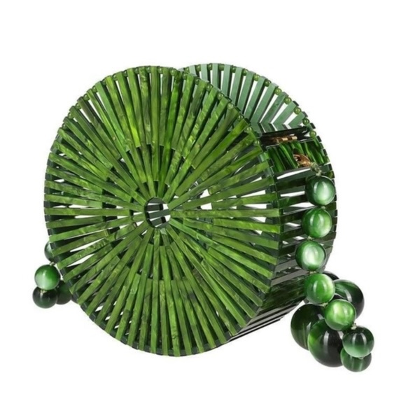 Cult Gaia Luna Round Malachite Acrylic Shoulder Bag New In Box